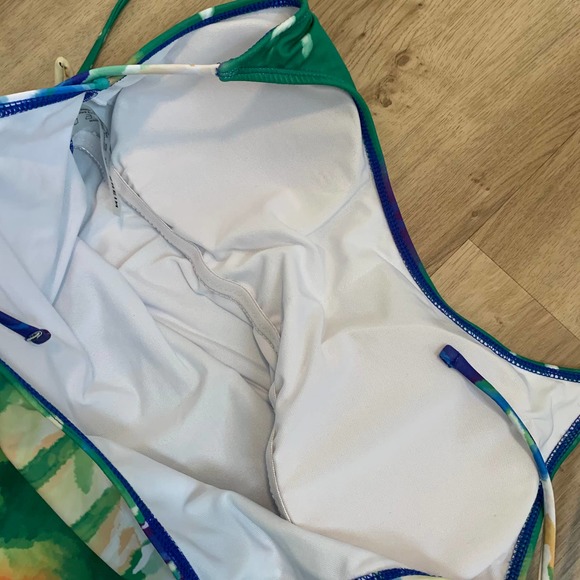 Shein One-piece Swimsuit Size 2XL Tie-dye Polyester Spandex Padded Green - Picture 11 of 13